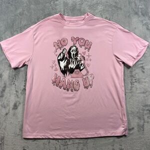 Scream Ghostface Graphic Tee Women XS Pink No You Hang Up Shirt SHEIN Funny‎